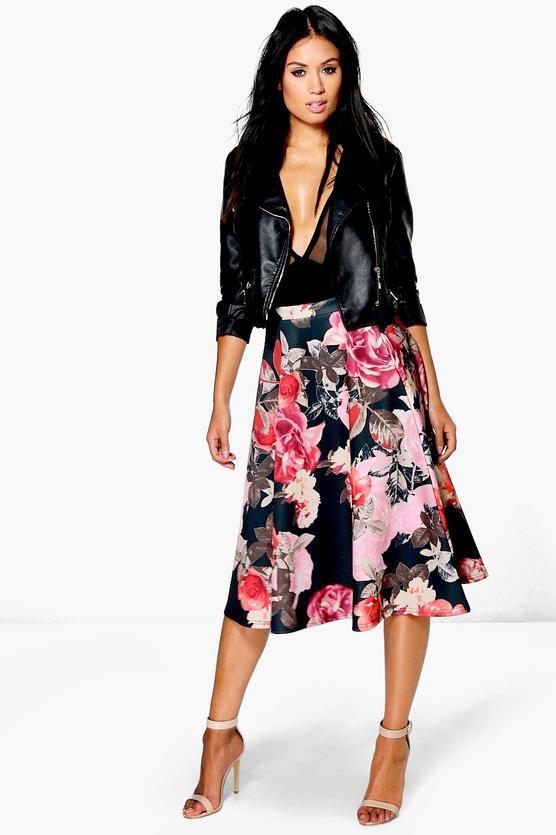 Amya Digital Floral Print Full Midi Skirt